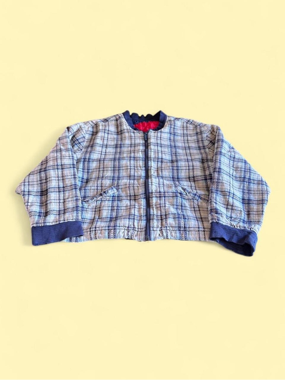 True Vintage Handmade Plaid Harrington Bomber Jacket Women’s Size L